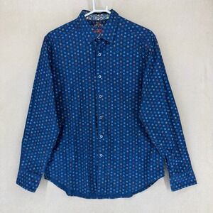Robert Graham Mens‎ Blue Geometric Print Classic Fit Button Down Shirt L